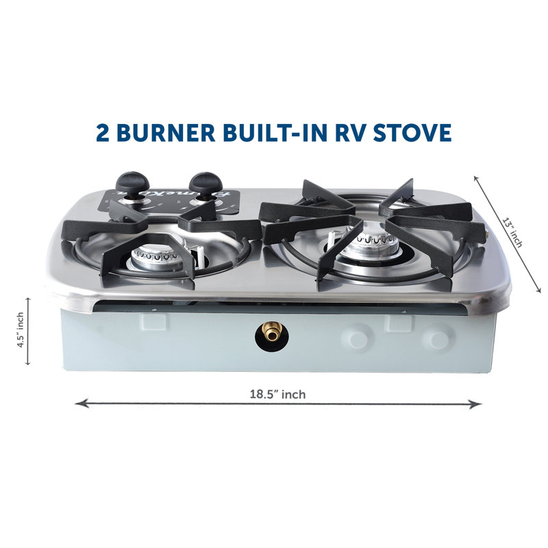 Flame King LP Gas DropIn 2 Burner RV Cooktop Stove Stainless Steel